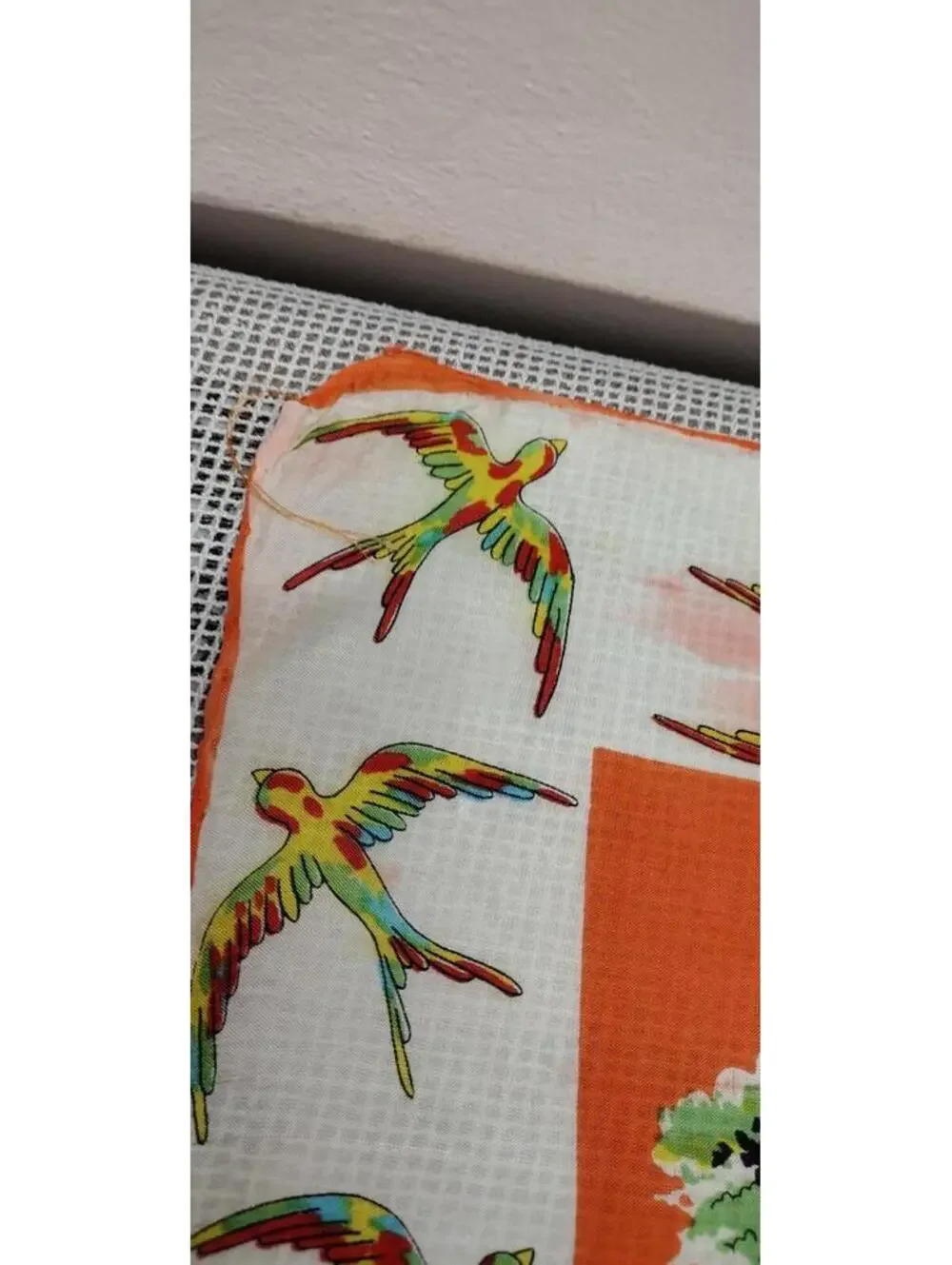 40s 30s California Missions Scarf Birds SAN JUAN CAPISTRANO 1930s MULTICOLOR ART